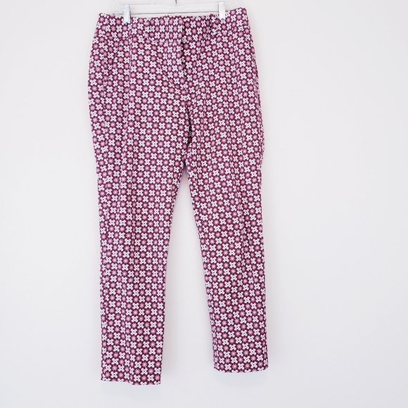 LOFT Pink Print Julie Skinny Pants Size 10 Floral - Picture 11 of 13